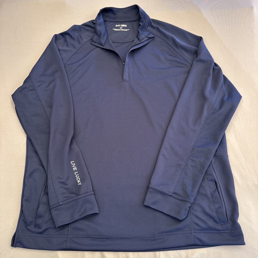 Black Clover Shirt Mens Large Blue 1/4 Zip Mock Neck Golf Stretch Pockets